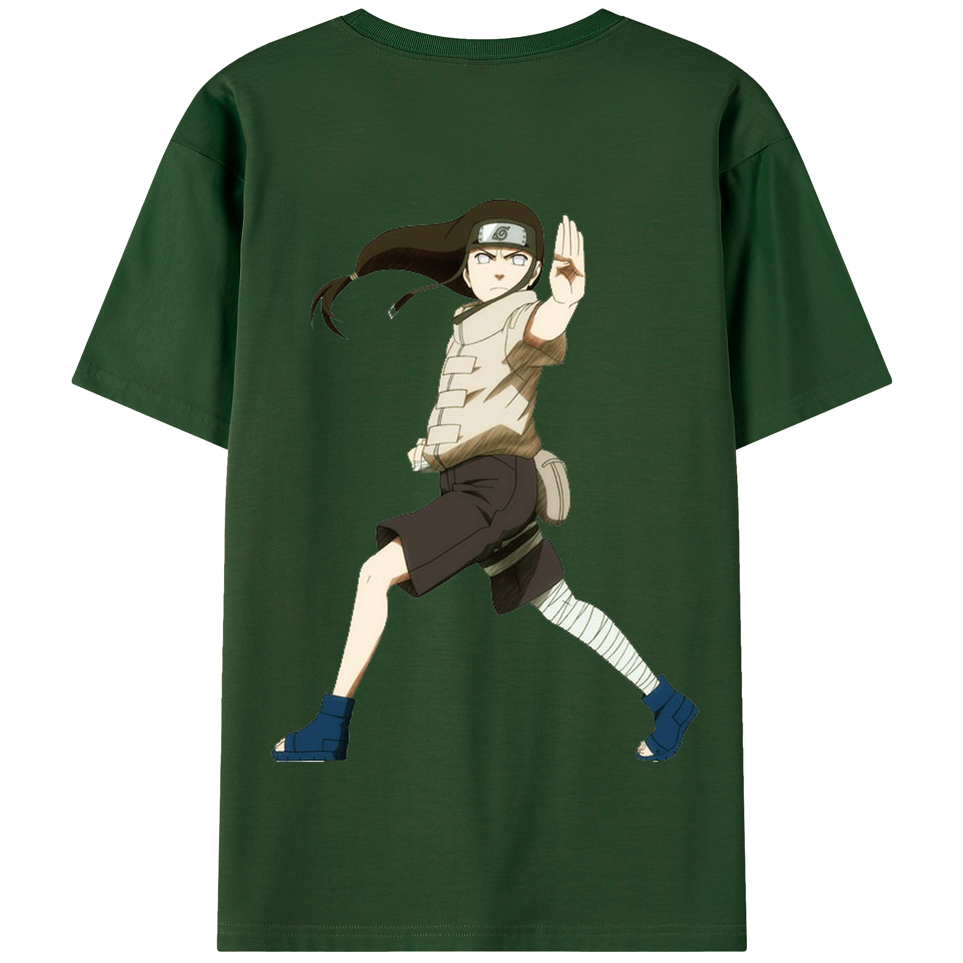 （画像用） NARUTO -ナルト- 日向ネジ Hyūga Neji 綿100％半袖Tシャツ（背面プリント）